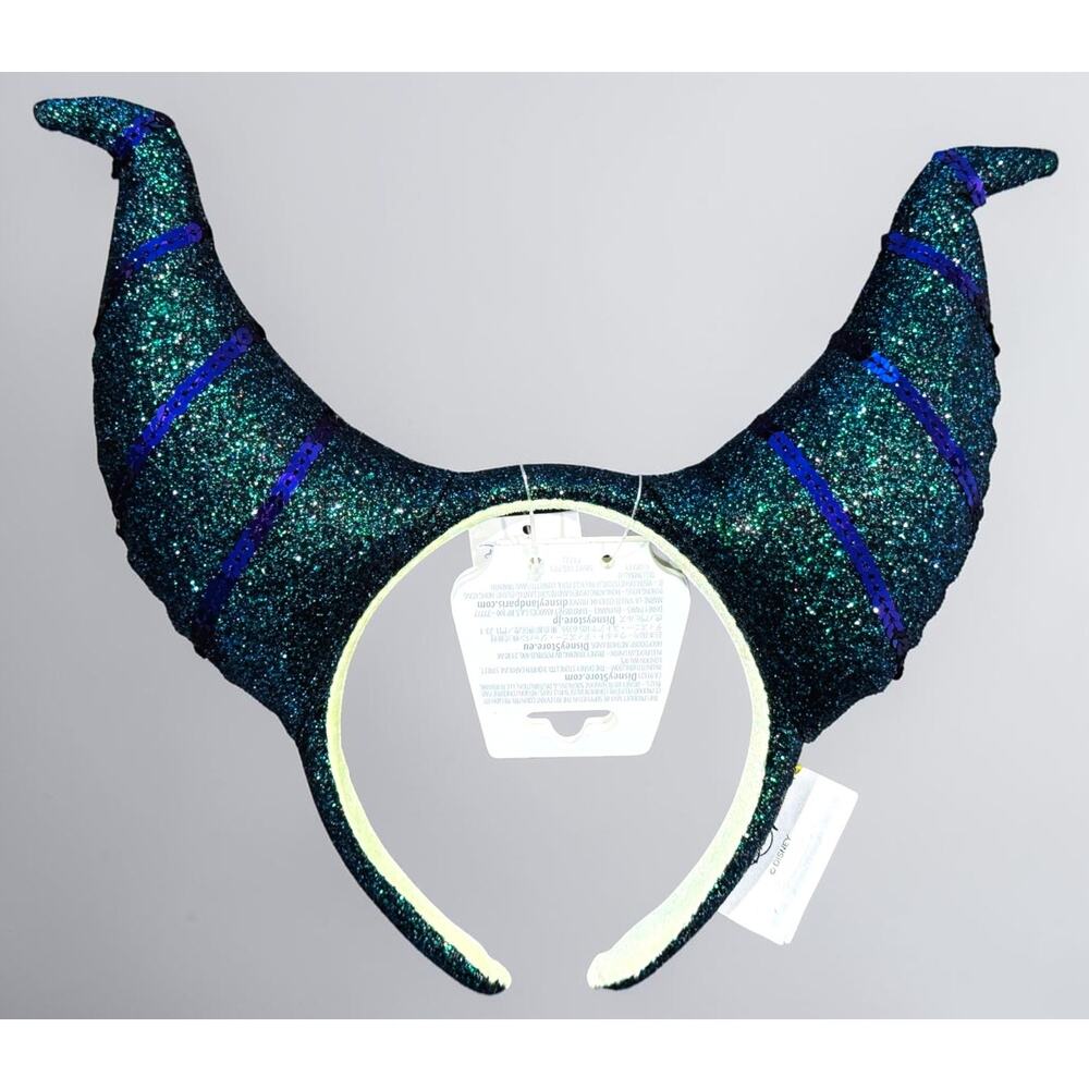 Disney Maleficent Retired Horn Ears Headband Green Purple Glitter Villains NWT